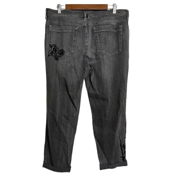 Jessica Simpson Womens Gray Mika Best Friend Floral Embroidered Cropped Jeans 31 - Picture 10 of 10